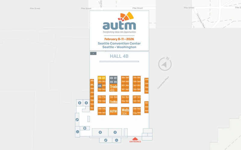 2026 AUTM Annual Meeting interactive floor plan screenshot