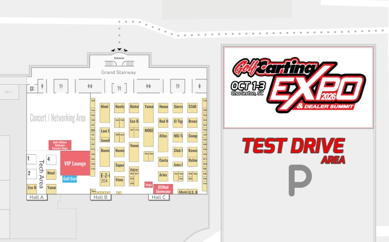 Golf Carting Expo 2026 interactive floor plan screenshot