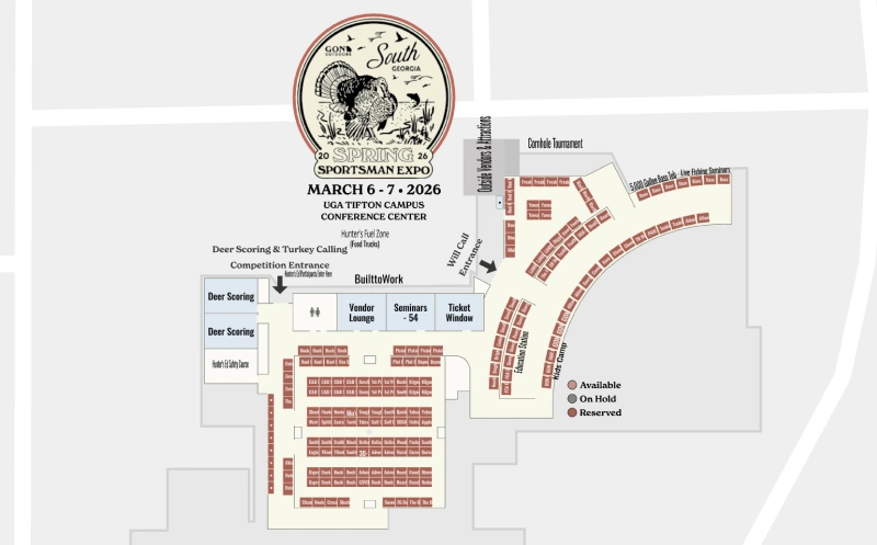 GON South GA Spring Sportsman Expo interactive floor plan screenshot