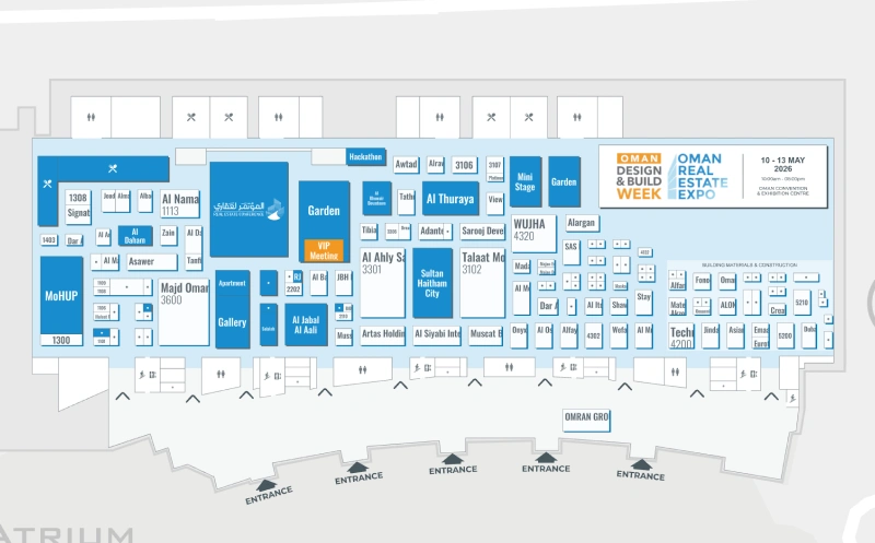 Oman Design & Build Week 2026 interactive floor plan screenshot