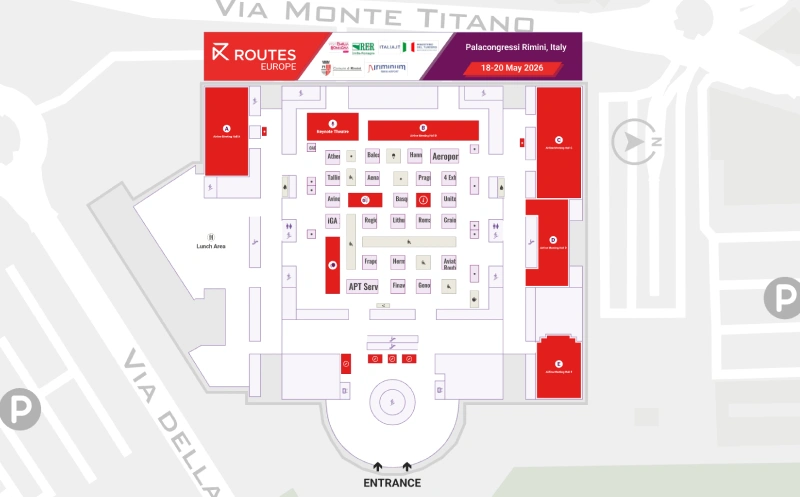 Routes Europe 2026 interactive floor plan screenshot